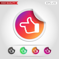 Left finger icon. Button with left finger icon. Modern UI vector.