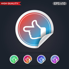 Left finger icon. Button with left finger icon. Modern UI vector.