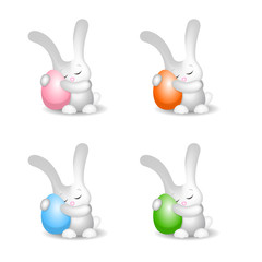 Easter Bunny with Easter eggs cute fluffy set of 4