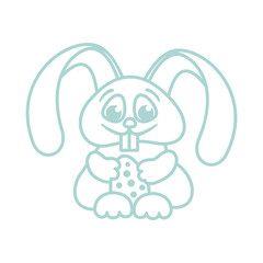 easter bunny with easter eggs for kids coloring  outline
