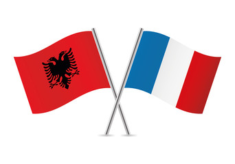 Albania and France flags. Vector illustration.