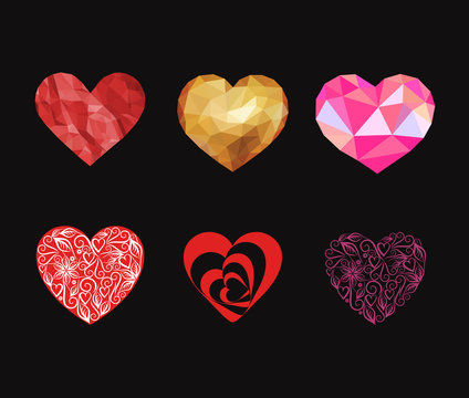 set heart for Valentine's Day on black