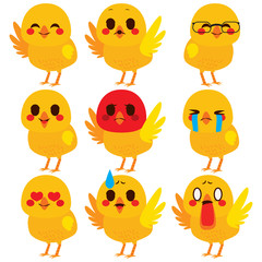 Set collection of cute different chick emoji expressions © Kakigori Studio