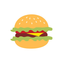 Icon hamburger, painted in flat style on a white background