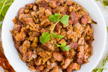 Лобио. Грузинская закуска из фасоли. Вид сверху