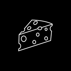 Cheese line icon, food & drink elements, Dairy sign, a linear pattern on a black background, eps 10.