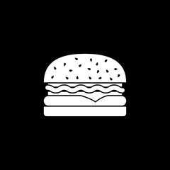 Hamburger solid icon, food & drink elements, fast food sign, a filled pattern on a black background, eps 10.