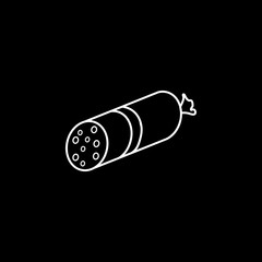 Salami line icon, food & drink elements, smoked product sign, a linear pattern on a black background, eps 10.