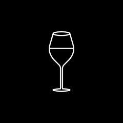 Wine glass line icon, food & drink elements, alcohol drink sign, a linear pattern on a black background, eps 10.