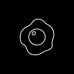 Fried egg line icon, food & drink elements, omelet sign, a linear pattern on a black background, eps 10.