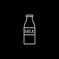 Bottle of milk line icon, food & drink elements, dairy sign, a linear pattern on a black background, eps 10.