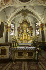 Fototapeta na wymiar Mount St. Anna, Poland, February 4, 2017: Inside the Basilica of St. Anna in the international sanctuary of St. Anna