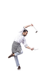 Funny male cook isolated on the white background