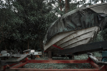 Abandoned boat at the shipyard - Guarapiranga Dam - São Paulo