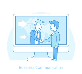 Business Communication Flat line art style people vector