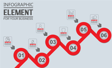 ELEMENT FOR INFOGRAPHIC  TEMPLATE GEOMETRIC FIGURE OVERLAPPING CIRCLES SIXTH EDITION RED