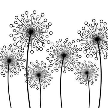Background with decorative flowers dandelions