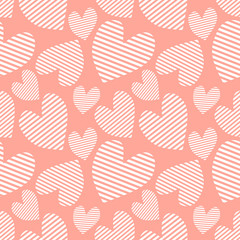 Seamless vector pattern with hearts. Background with hand drawn ornamental symbols. Template for wrapping, decor, surface, cards, backgrounds, textile, print. Repeat ornament. Series of Love Patterns.