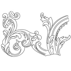 Vintage baroque ornament, corner. Retro pattern antique style acanthus. Decorative design element filigree calligraphy vector. - stock vector