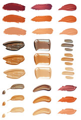 Fototapeta na wymiar liquid foundation paint strokes isolated on white cosmetic. Smear stroke.