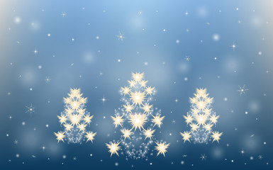 Fototapeta na wymiar Stars snowflakes Christmas tree winter background