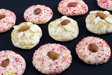 Chinese almond cookies on black background