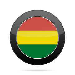 Flag of Bolivia. Shiny black round button.