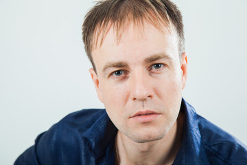 Naklejka premium Handsome man portrait, male face closeup