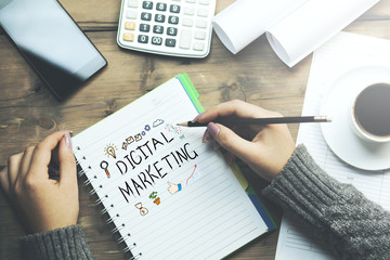 woman written digital marketing