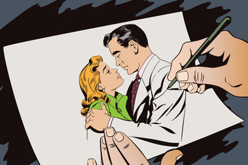 Embraces of a loving couple.