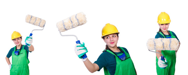 Woman painter isolated on white