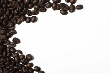 Abstract background of coffee beans. Horizontal shoot.