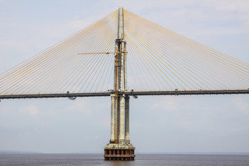 Fototapeta premium Central pillar of the Manaus-Iranduba bridge, Ponte Rio Negro, Manaus, Brazil