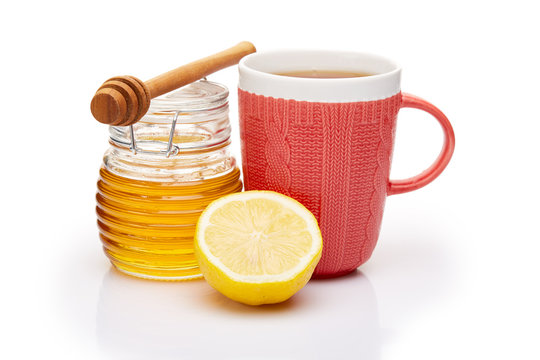 Honey and tea with lemon.