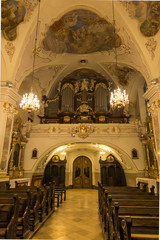 Mount St. Anna, Poland, February 4, 2017: Inside the Basilica of St. Anna in the international sanctuary of St. Anna