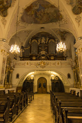 Mount St. Anna, Poland, February 4, 2017: Inside the Basilica of St. Anna in the international sanctuary of St. Anna