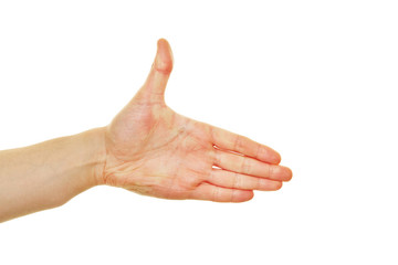 Hand reichen im Profil