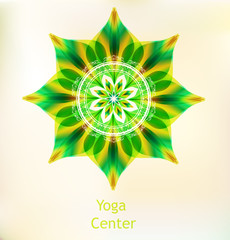 abstract color pattern mandala and yoga sign