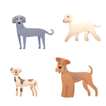 Different type of cartoon dogs. happy dog set vector illustration.