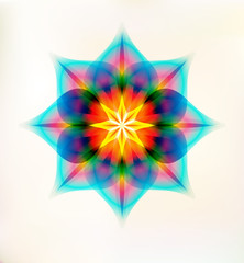 abstract color pattern mandala and yoga sign