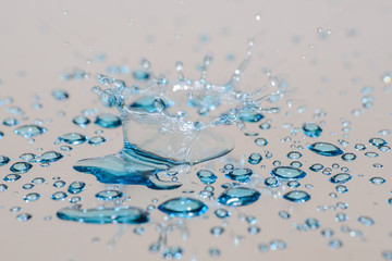 water drops and splashes on silver background