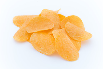 Potato chips on the papric. Eco food.