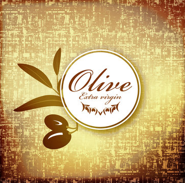 Olive branch label with the menu vintage background. Vector illustration