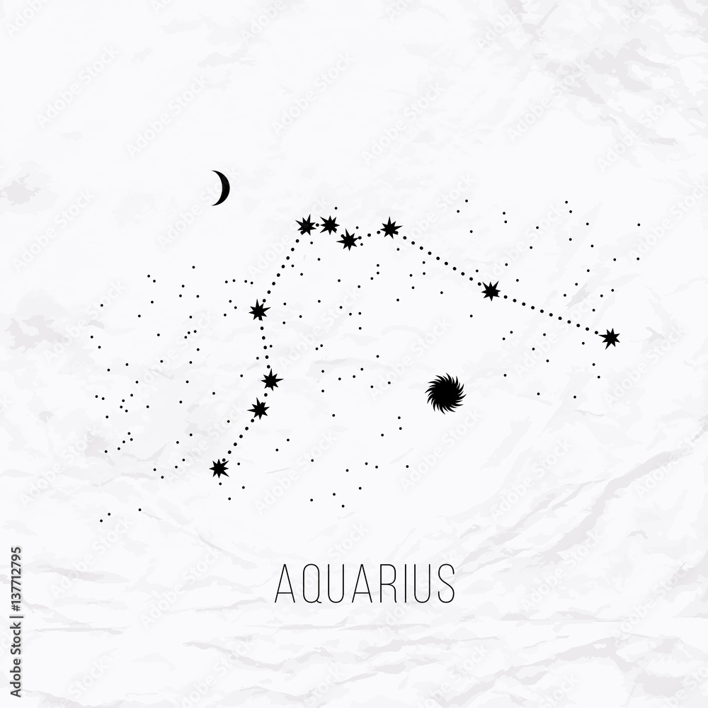 Wall mural astrology elements aquarius on white