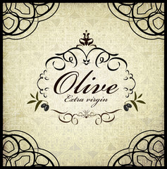 olive vintage frame menu design. Vector illustration