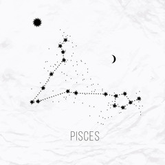 Astrology sign Pisces on white paper background