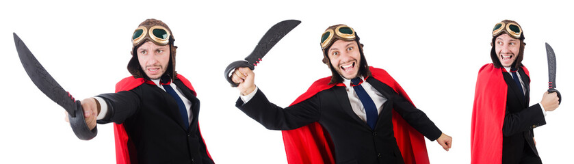 Man wearing red clothing in funny concept