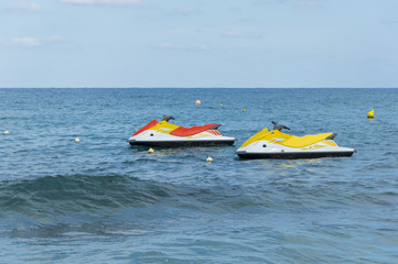 Fototapeta premium Water scooters on the sea - Hersonissos, Greece