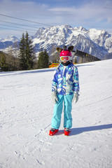 Ski girl on the mountain