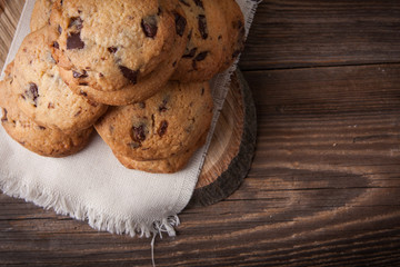 Stack of cookies with glass of milk